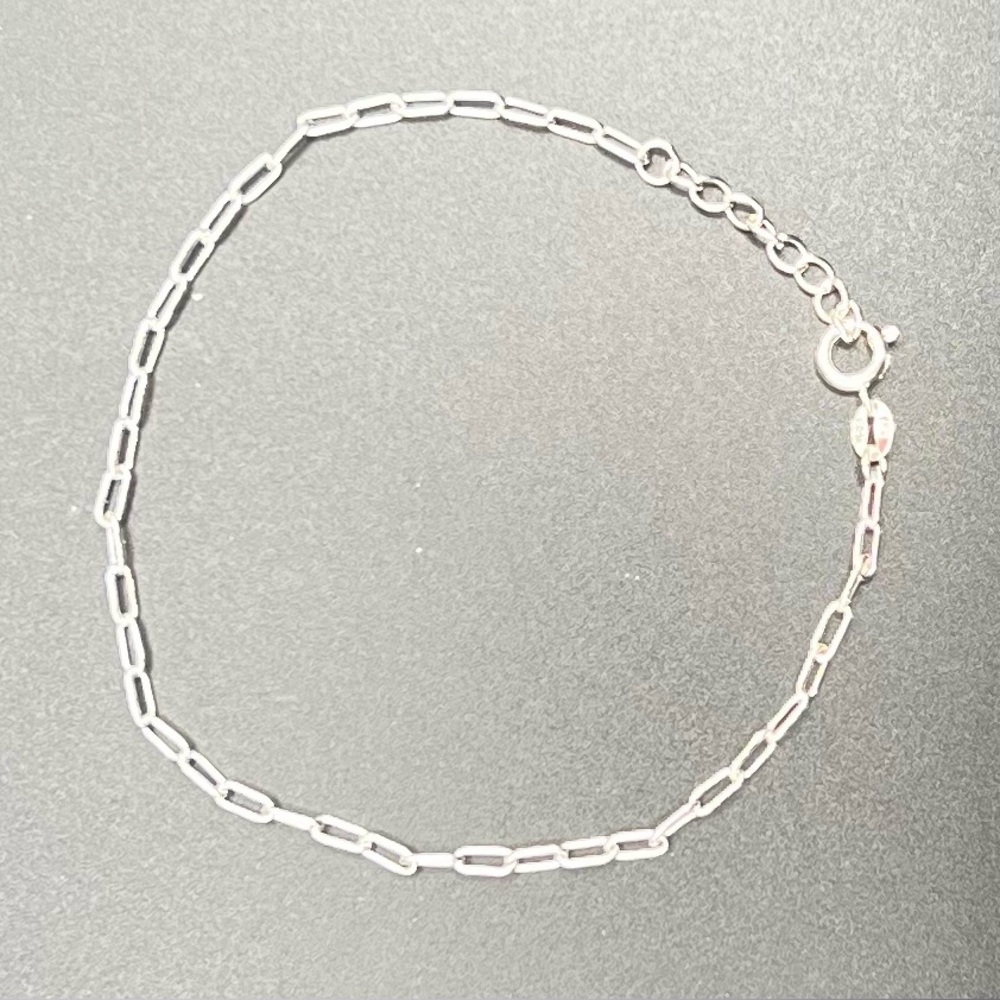 Dainty Silver Tone Paperclip Bracelet